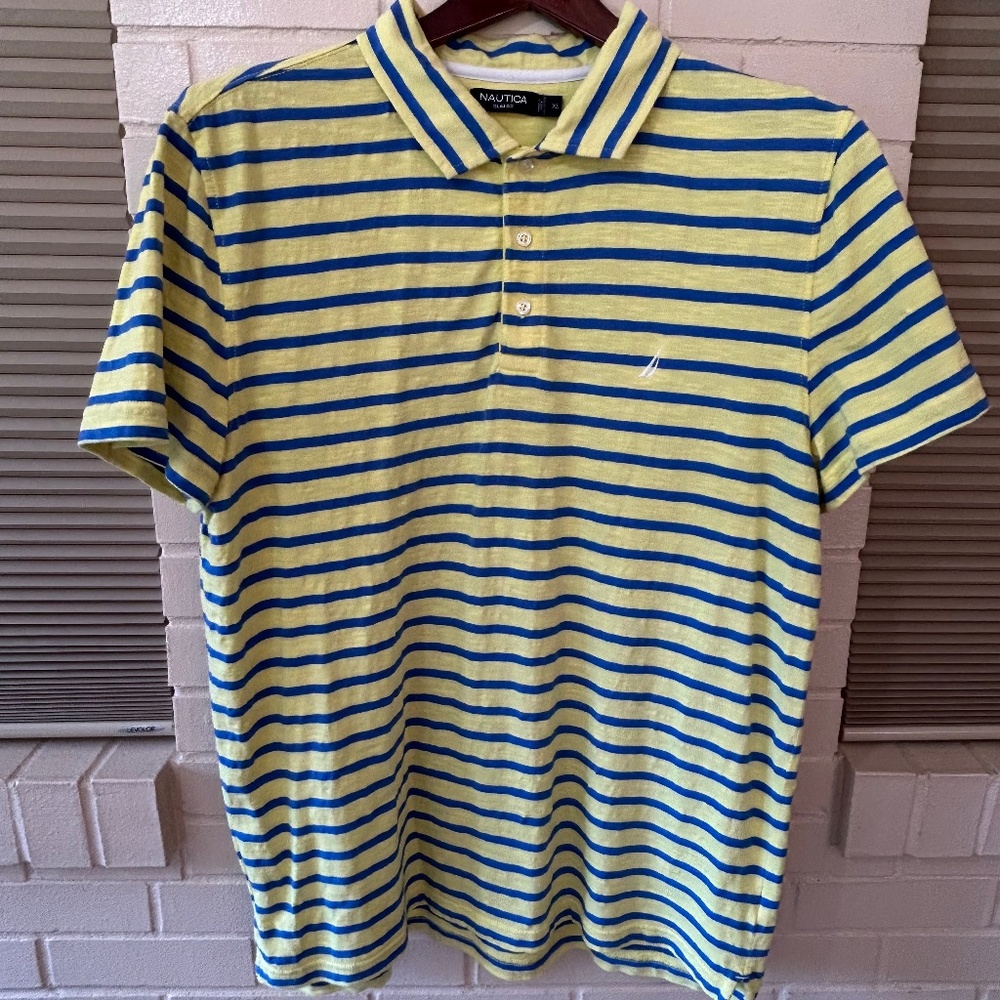 Men’s Polo, short sleeve 100 % Cotton, XL, Slim Fit, Striped